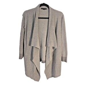 Banana Republic Women 100% Cotton Gray Open Front Cascading Cardigan Sz SP Basic